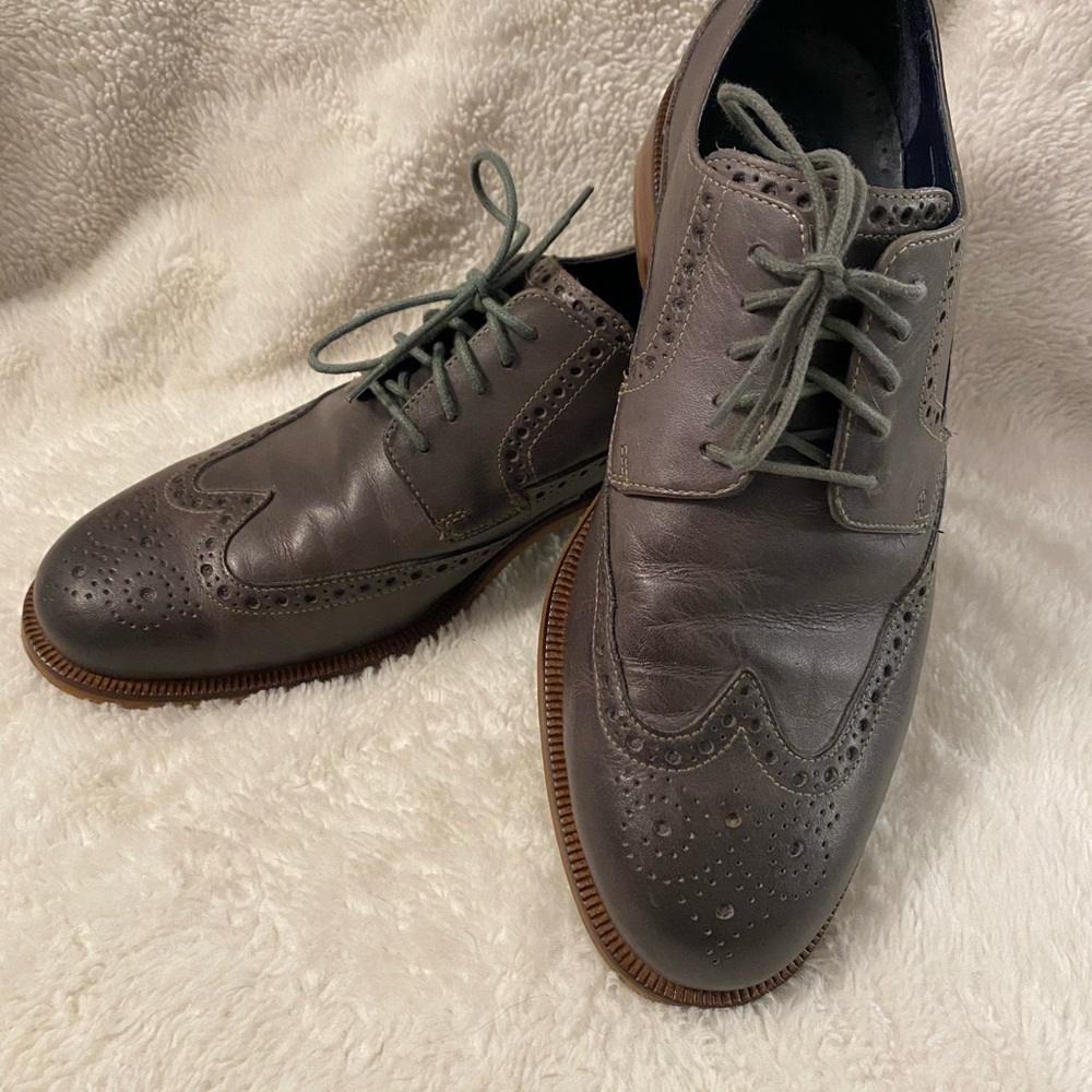 Cole Haan Cambridge Wingtip Gray Leather Dress Shoes Brogue Oxford size 9